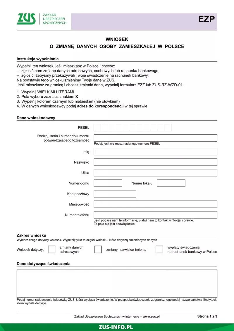 Aktualizacja danych ZUS