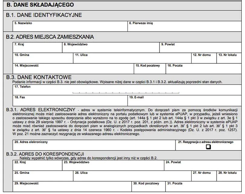 Aktualizacja danych w urzędzie skarbowym