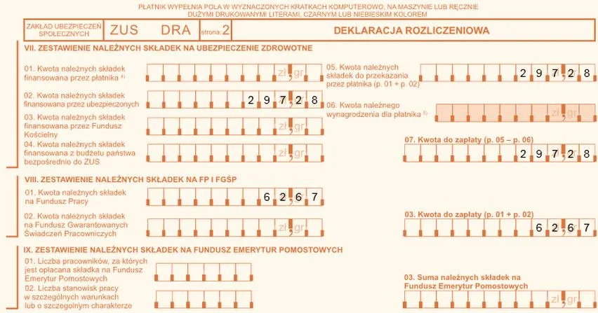 Declarations ZUS DRA