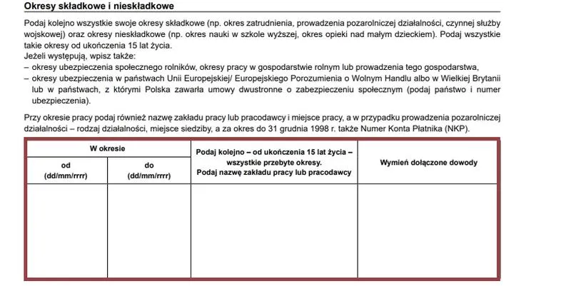Wypełnianie formularza ERP-6